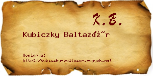 Kubiczky Baltazár névjegykártya