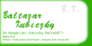 baltazar kubiczky business card